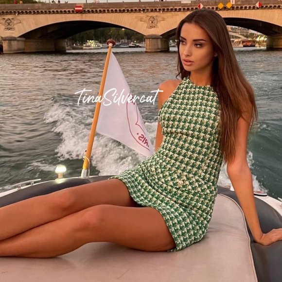 LAST ONE! BLOGGER'S FAVE! Zara Green Textured Weave Mini Dress Sz S, M, L NWT - Picture 8 of 17